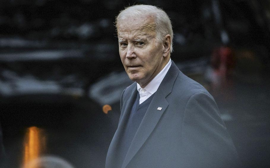 President Joe Biden leaves Holy Trinity Catholic Church before attending the Phoenix Awards Dinner in Washington, D.C., on Oct. 1, 2022.