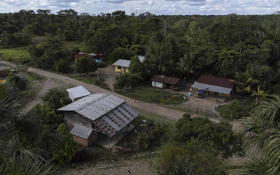 An aerial view of Yamino, Peru, home to Cacataibo people. 