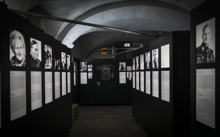The images and biographies of local victims of the Nazi regime, along with a prisoner uniform of Bernhard Nikodemus, are on display at the Saar Historical Museum in Saarbruecken, Germany, on Oct. 19, 2023. Nikodemus was a Saarlander who had resisted the Nazi regime and was imprisoned in the concentration camp Dachau until its liberation by U.S. forces in 1945.