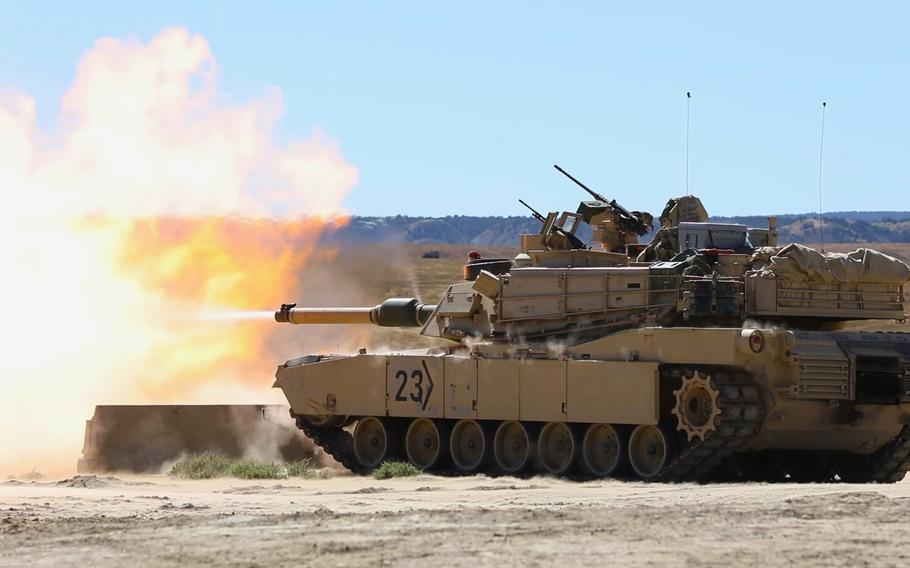 Soldiers with 3rd Armored Brigade Combat Team, 4th Infantry Division, fire rounds to zero their M1A2 Abrams tank at Fort Carson, Colo., Sept. 22, 2021. Weaponry and soldiers of the Fort Carson-based unit are slated to start supporting NATO operations in Europe starting in April.