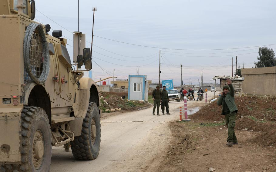 A Combined Joint Task Force - Operation Inherent Resolve patrol encountered a hostile pro-Syrian regime militia at a checkpoint near Qamishli, Syria, Feb. 12, 2020. The 82nd Airborne Division will court-martial Sgt. 1st Class Robert Nicoson, who was involved in an Aug. 17, 2020, firefight during an attack on his convoy near Qamishli.