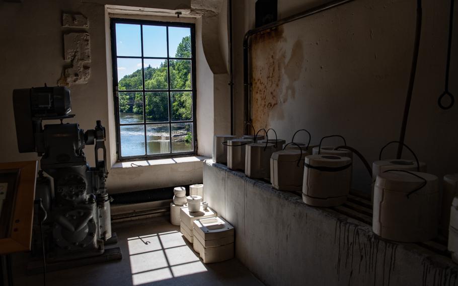 A view out of a window at the Museum of Faience Techniques in Sarreguemines, France.