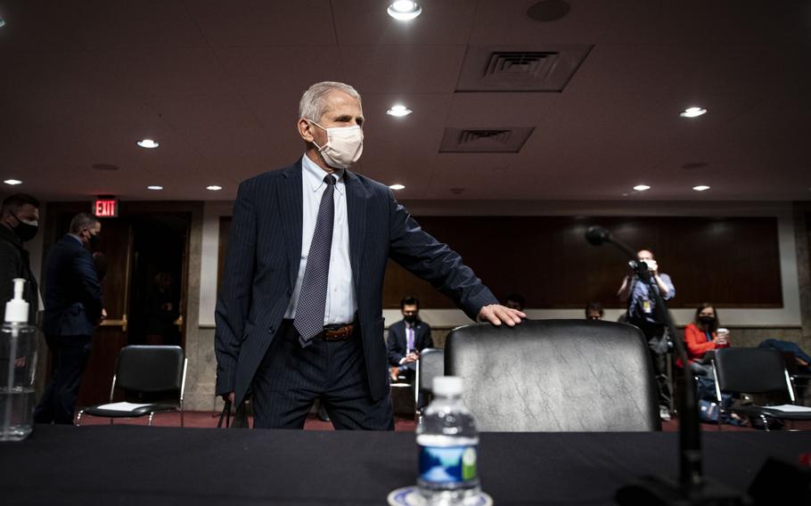 Anthony Fauci, director of the National Institute of Allergy and Infectious Diseases, arrives to a Senate Health, Education, Labor, and Pensions Committee hearing in Washington, D.C., on Nov. 4, 2021.