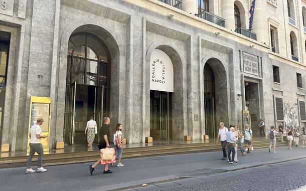 Gallerie d'Italia in Naples, Italy, features a variety of paintings, sculptures, antiquities and other art created over the centuries. It is housed in the former Banco di Napoli building on Via Toledo in the city's Quartieri Spagnoli neighborhood. 
