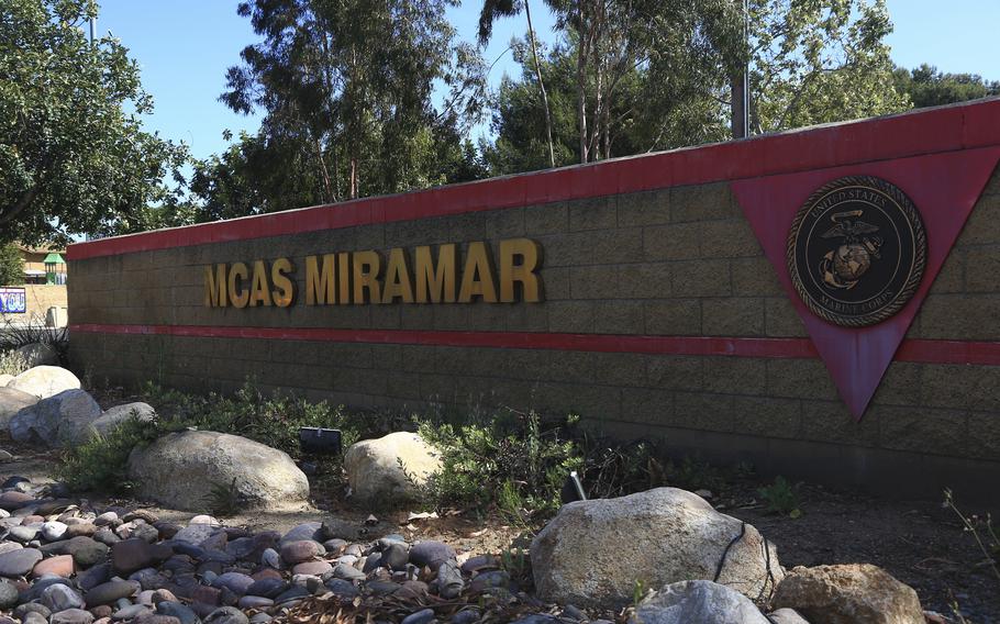 A May 2020 photo of the gate at Marine Corps Air Station Miramar in San Diego. 