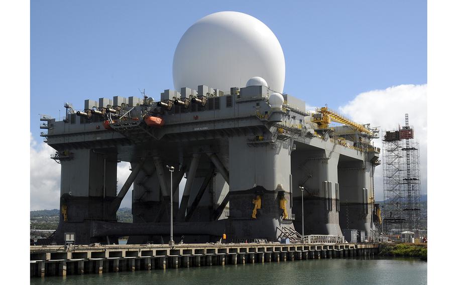 The Sea-Based X-band Radar arrives in Pearl Harbor on July 14, 2010.