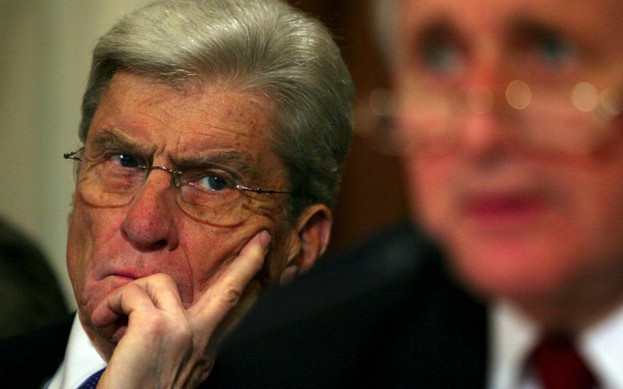 Sen. John Warner, shown in 2005, was a five-term senator from Virginia. Warner was a former secretary of the Navy and, in later years, one of only a handful of World War II veterans in the U.S. Senate.