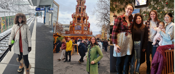 Collage of writer in a variety of dresses 