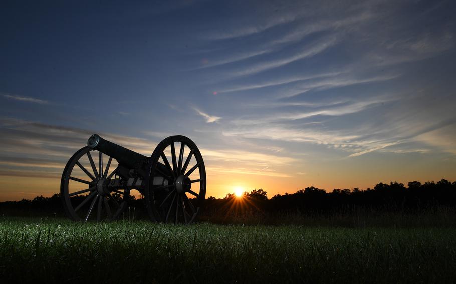 A view of Manassas National Battlefield Park at sunrise. 