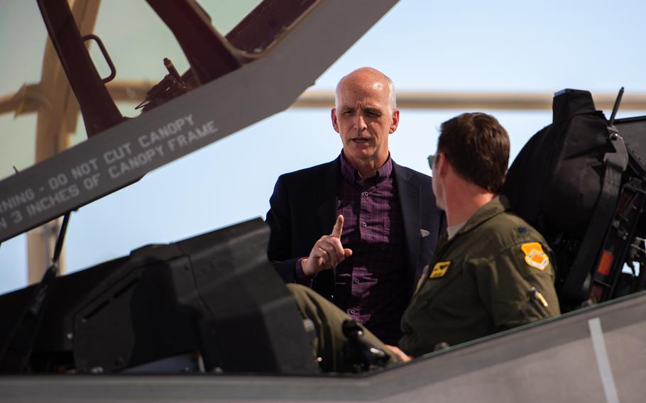 Rep. Adam Smith, D-Wash., chairman of the House Armed Service Committee, asks a question about the F-35A Lightning II during a visit at Luke Air Force Base, Ariz., on Oct. 10, 2019.     Smith on Wednesday, June 15, 2022, called for the U.S. to send Ukraine long-range artillery and drones capable of deep strikes in Russian-held territory, describing current U.S. weapon shipments as too slow and cautious.     