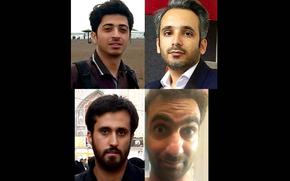 The U.S. government unsealed an indictment against four Iranian men, Hossein Harooni, Reza Kazemifar, Alireza Shafie Nasab and Komeil Baradaran Salmani, clockwise from top left, accused of cyberattacks against American companies, including defense contractors.