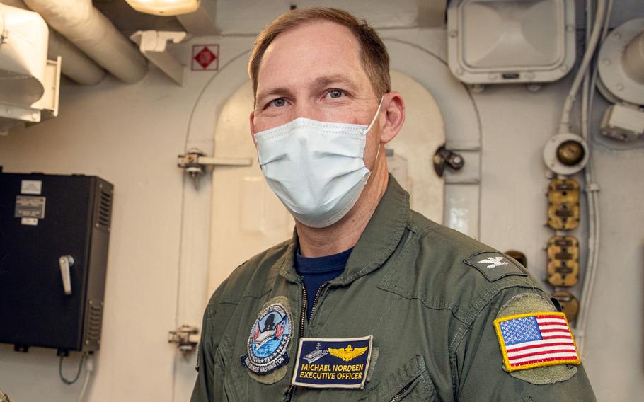Navy Capt. Michael Nordeen served as executive officer on the aircraft carrier USS George Washington before taking command of the amphibious transport dock USS Mesa Verde in August 2022.