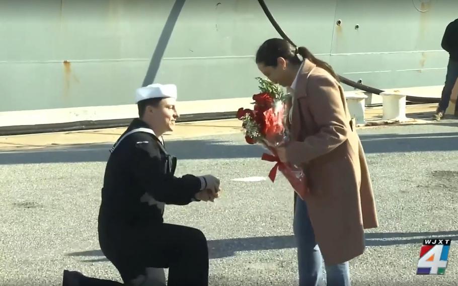 Family and friends were on hand at U.S. Naval Station Mayport, Fla., on Feb. 3, 2024, to welcome home the USS Farragut.