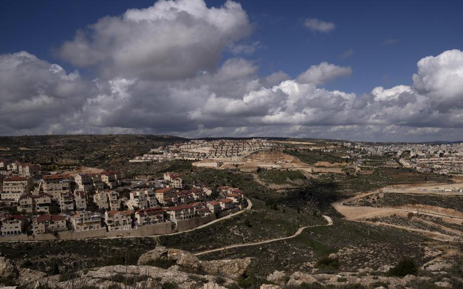 A general view of the West Bank Jewish settlement of Efrat, Thursday, March 10, 2022. An Israeli rights group says Israel has approved the construction of more than 4,000 settler homes in the occupied West Bank.