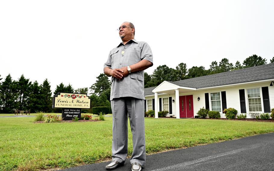 Lewis N. Watson, who owns Lewis N. Watson Funeral Home in Wicomico County, Md., has been urging people in the area to get a coronavirus vaccine. A nearby Zip code has the lowest vaccination rate in the state. 