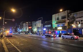 Two U.S. service members were arrested over the weekend in separate incidents near Gate 2 Street in Okinawa City, seen here on April 18, 2025.