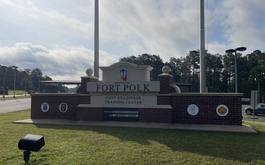 The main entrance to Fort Polk, La., in April 2023. Lt. Col. Jon-Paul Depreo, 42, previously commanded the post’s 46th Engineer Battalion. He now faces a court-martial in June 2023 for charges of abusive sexual contact, mistreating a subordinate and conduct unbecoming of an officer.