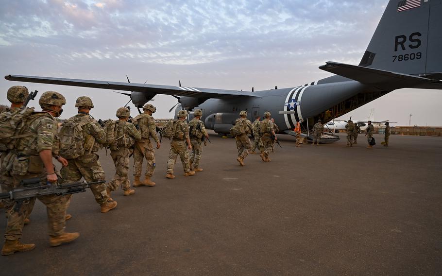 U.S. forces conduct training alongside French forces in Gao, Mali, March 3, 2021. The United Nations peacekeeping mission in Mali voiced concern Saturday, April 2, 2022, over reported violence against civilians, hours after the military said it killed over 200 terrorists in a weeklong raid in the country’s center.