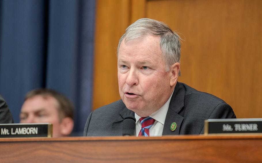 Rep. Doug Lamborn, R-Colo., addresses witnesses during a House Armed Services Committee hearing on Capitol Hill in Washington, D.C., on Thursday, Sept. 28, 2023, regarding the irregularity in the strategic basing process for the U.S. Space Command  