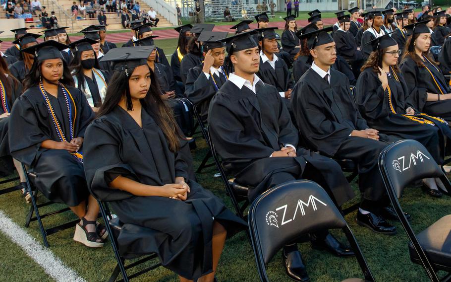 Seniors graduate from Zama Middle High School at Camp Zama, Japan, Wednesday, May 25, 2022. 