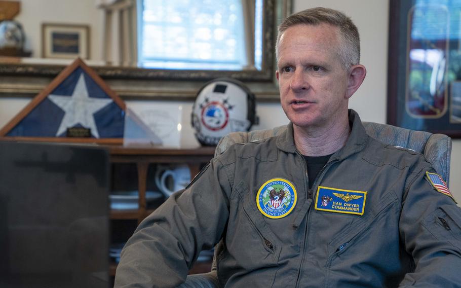 Vice Adm. Daniel Dwyer, commander, U.S. 2nd Fleet, holds a virtual media availability with local and national media outlets, April 29, 2022. U.S. The four-month mission of Norfolk-based USS Forrest Sherman and USS Mitscher and Mayport’s USS The Sullivans and USS Donald Cook marked the first time since 2nd Fleet’s reactivation in 2018 that it exercised operational command and control of deployed ships.