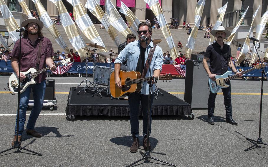 The Eli Yound Band performs before the National Memorial Day Parade in Washington, D.C., Monday, May 30, 2022.