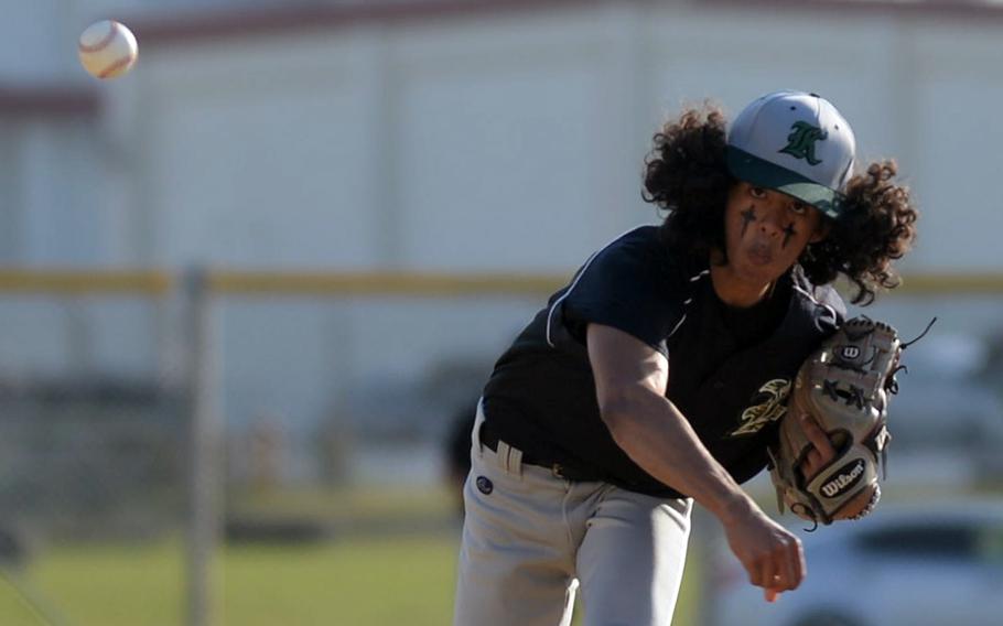 Junior right-hander Nicholaz Aguirre is one of a handful of veteran pitching hands on Kubasaki's roster, balanced between left- and right-handed.