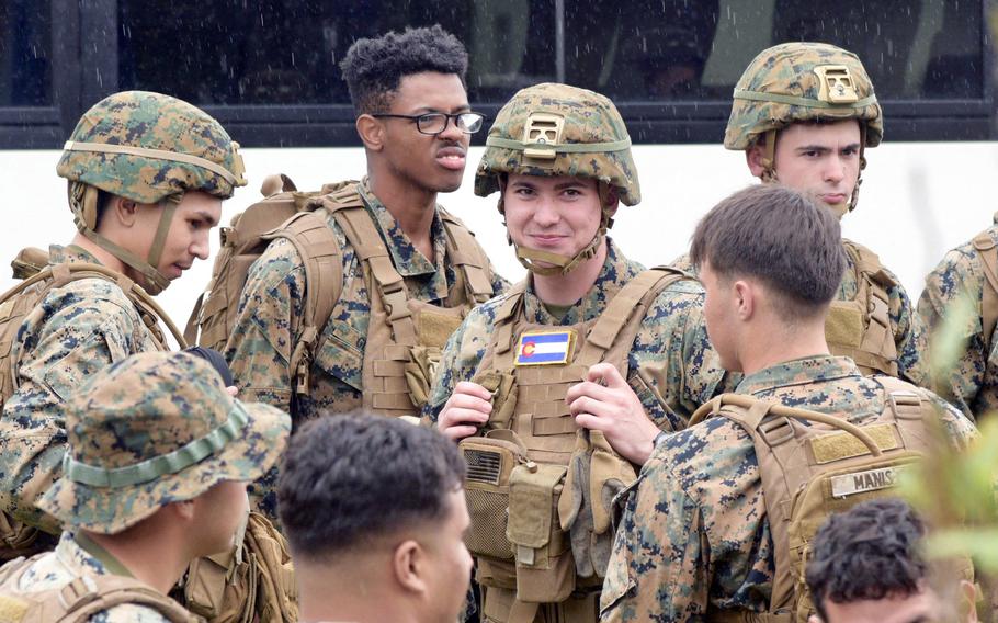 Members of 3rd Battalion, 4th Marine Regiment participate in jungle warfare training at Kadena Air Base, Okinawa, Feb. 14, 2023.