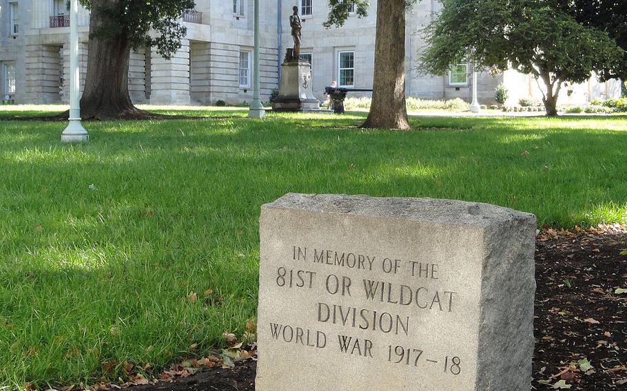 The Wildcat Division Memorial located on the grounds of the North Carolina State Capitol, Raleigh, N.C.