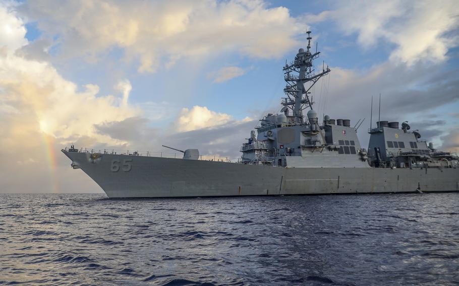 The guided-misile destroyer USS Benfold seen here in the Philippine Sea, entered the South China Sea on July 13, 2022, evoking criticism from China. 