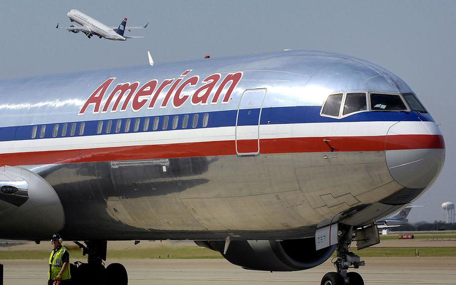 An American Airlines jet at Dallas-Fort Worth International Airport. 