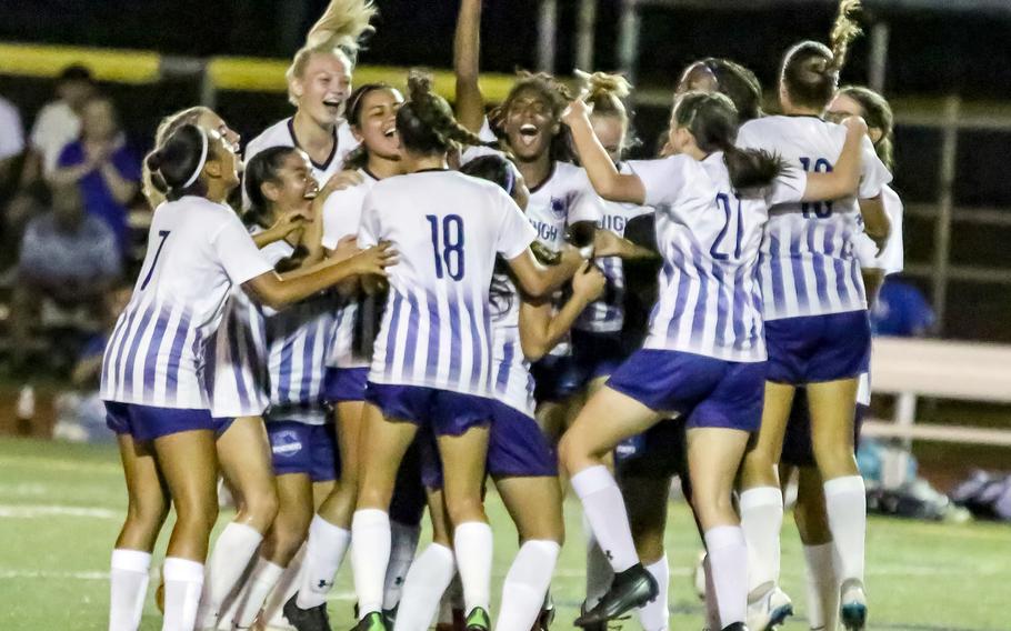 Guam High's girls soccer team celebrates its third island championship in school history.