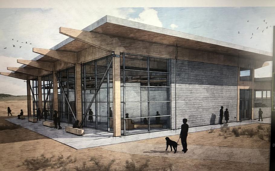 A rendering of the facility the Northwestern Band of the Shoshone Nation wants to build near Preston, Idaho, to honor their relatives who were killed in the Bear River Massacre in 1863.