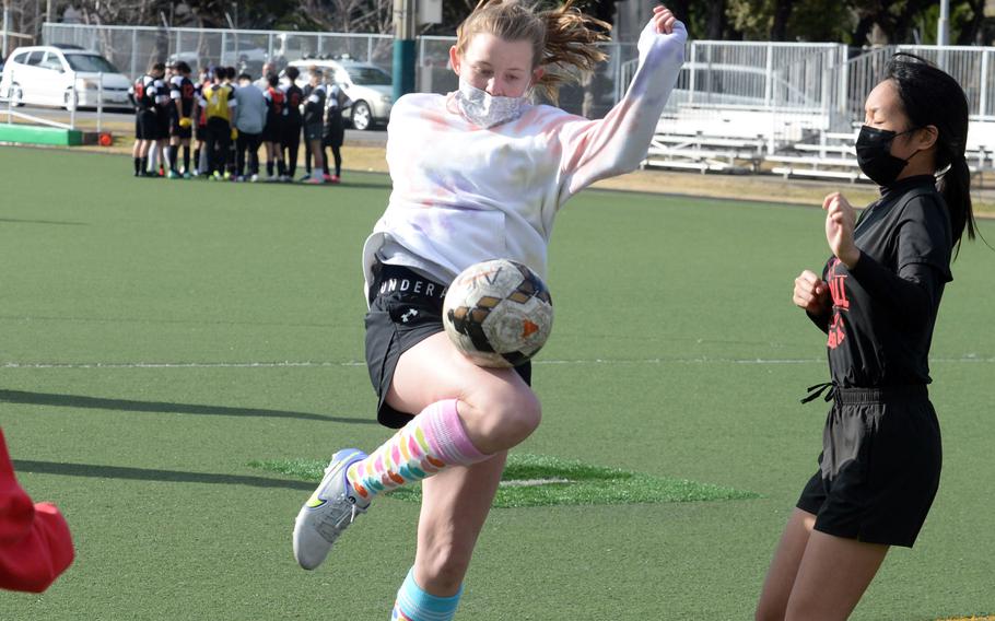 Freshman Madylyn O'Neill starred for E.J. King's volleyball and girls basketball teams and is giving soccer a try.
