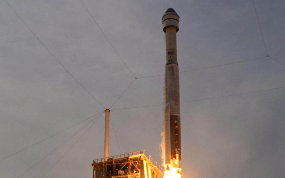 The Boeing CST-100 Boeing's Starliner spacecraft launches on the United Launch Alliance's Atlas V rocket from Cape Canaveral on Thursday, May 19, 2022. The capsule performed an autonomous docking with the International Pace Station on Friday evening Eastern time.