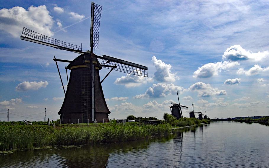 The windmills of Kinderdijk, Netherlands, are a popular tourist attraction. American service members will have to apply for authorization to travel to 30 European countries beginning next year.