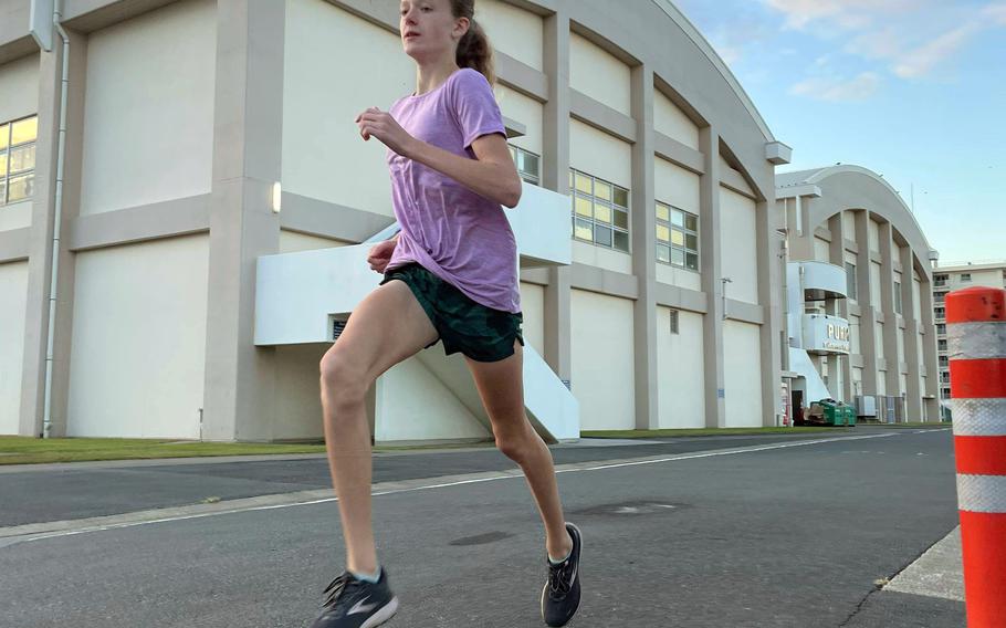 Nile C. Kinnick freshman Clare Herring holds the DODEA-Pacific's fastest girls time of 19 minutes, 43 seconds in the 2021 cross-country season.