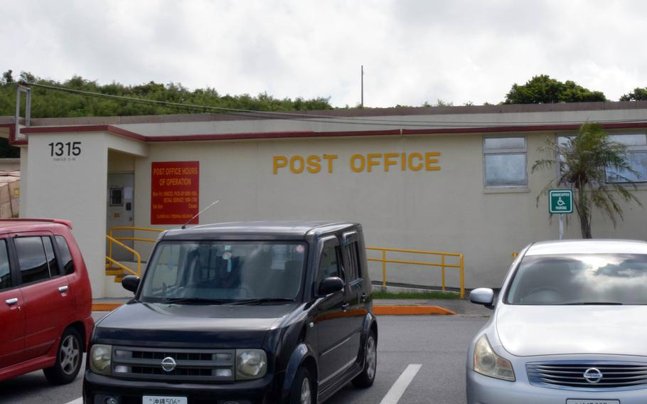 The post office at Camp Kinser, a Marine Corps base on Okinawa, is pictured in May 2022. 