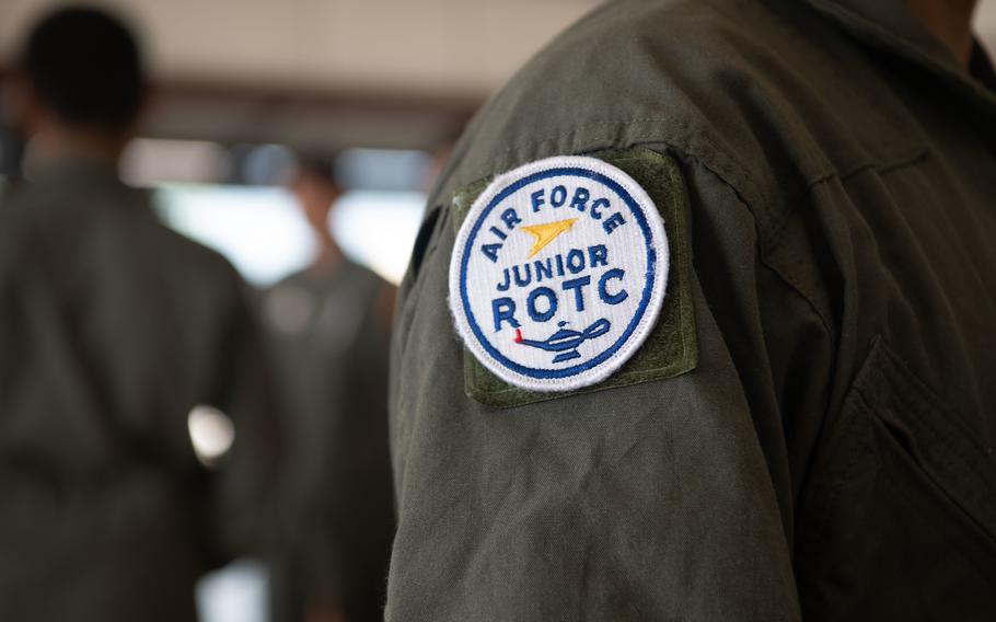Air Force Junior Reserve Officer Training Corps patch at Salisbury, Md., Aug. 10, 2022. At least 60 JROTC instructors have faced allegations of sexual misconduct involving their students since 2017, a rate higher than previously known, according to a House panel investigation released Wednesday, Nov. 16, 2022.