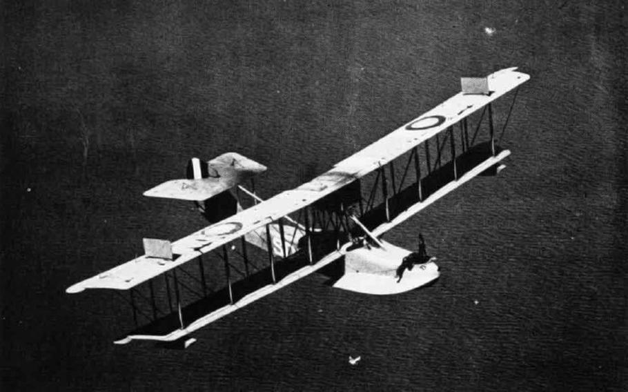 A U.S. Navy Curtiss HS-2L flying boat during World War I.