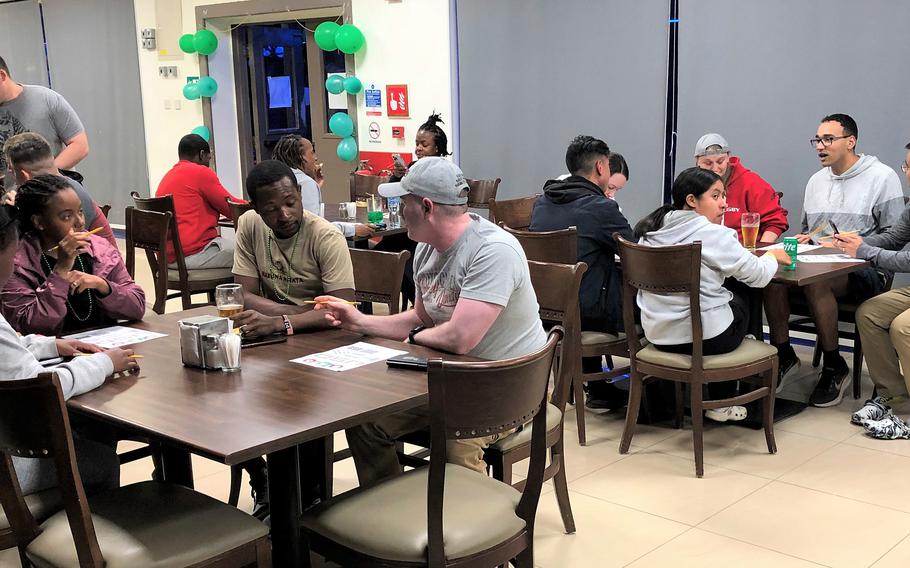 U.S. Army soldiers with Task Force Sinai play bingo at South Camp, Sinai, Egypt, in March 2023 in an event sponsored by the USO. The troops deployed to the Sinai Peninsula haven’t been receiving mail and packages regularly since the Israel-Hamas war began in October.