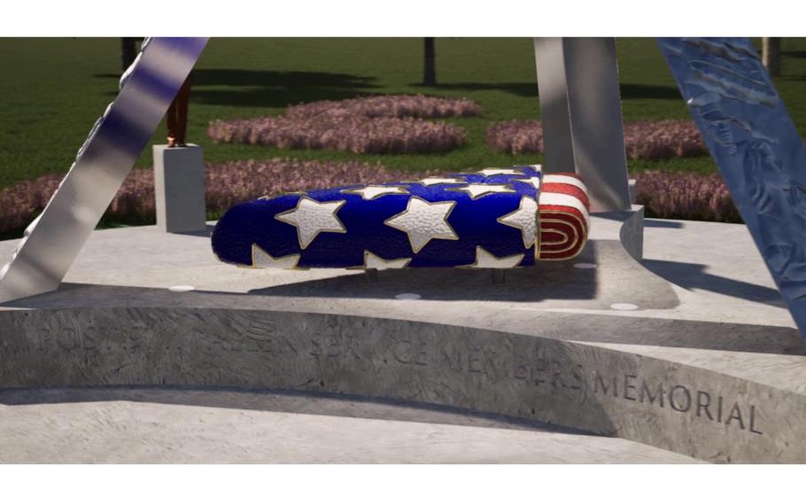 The sculpture will include a large sculpture of a folded American flag, 13 feet long.