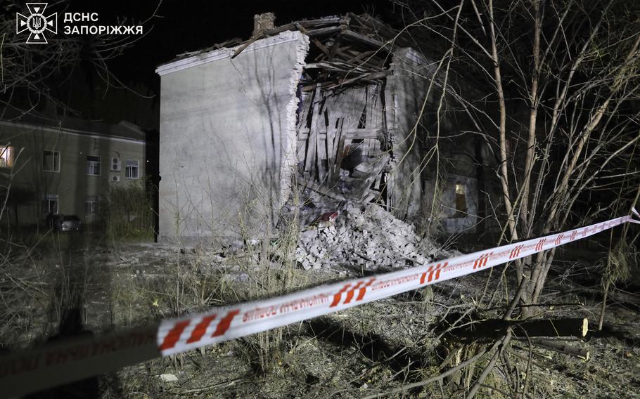 A building partially destroyed in Ukraine’s Zaporizhzhia region on Nov. 11, 2024.