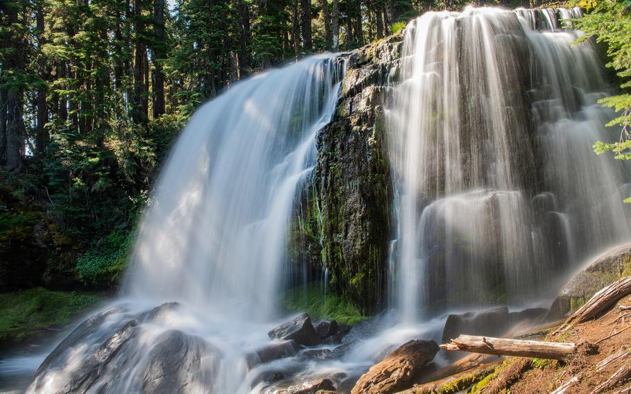 A waterfall on Tumalo Creek near the Tumalo Falls Trail.