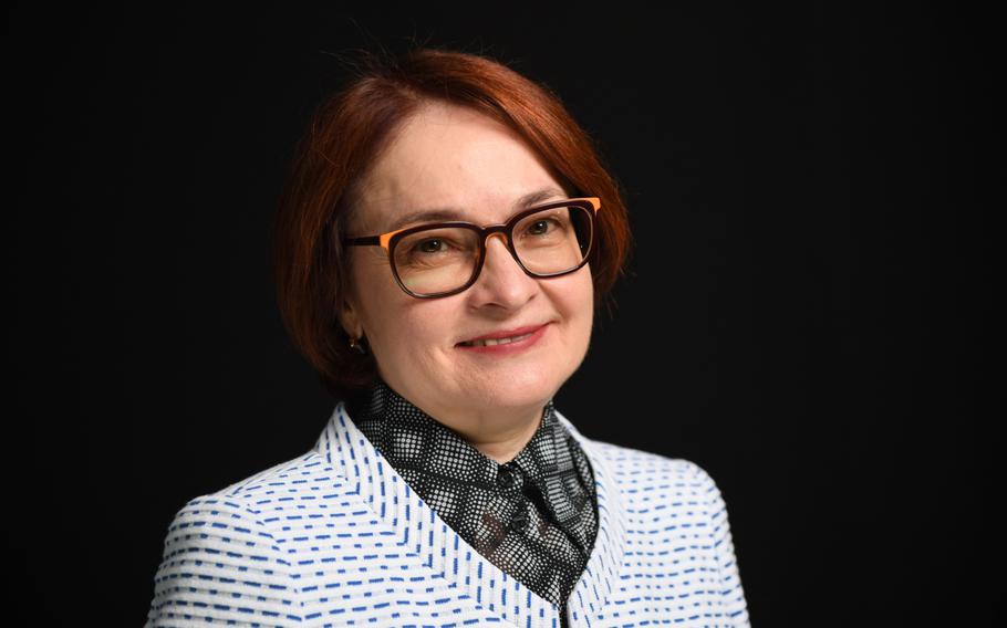 Elvira Nabiullina, governor of Russia’s central bank, following a Bloomberg Television interview at the St. Petersburg International Economic Forum in St. Petersburg, Russia, on June 6, 2019. 