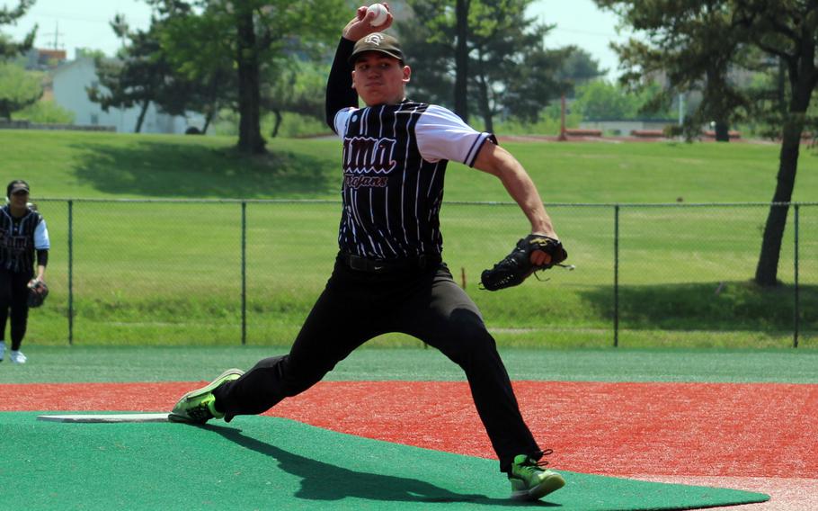 Senior right-hander Caleb Schmiedel started for the Trojans but did not figure in the decision. He's one of four seniors leaving Zama after this season.