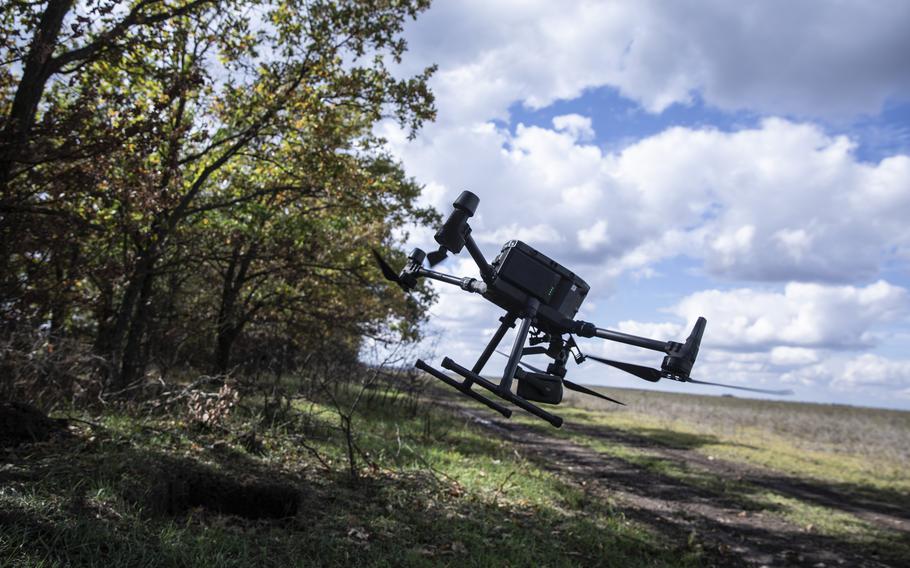 A Matrice 300 drone at a Ukrainian military position in the Mykolaiv region on Oct 5.