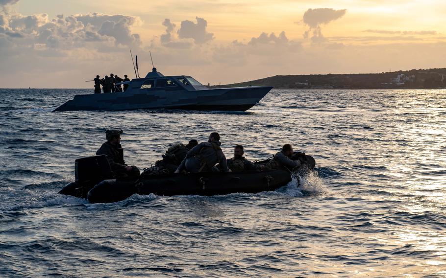 U.S. Navy SEALs and special warfare combatant-craft crewmen train with Cypriot underwater demolition command forces near Limassol, Cyprus on Jan. 25, 2024. The SEALs wrapped up three weeks of training Feb. 14. 