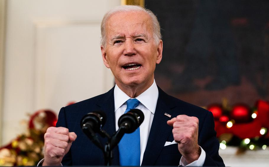 President Biden delivers remarks about the coronavirus at the White House on Tuesday. MUST CREDIT: Washington Post photo by Demetrius Freeman