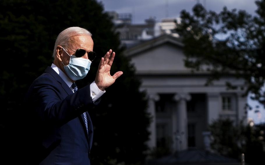 President Joe Biden heads to Marine One as he departs the White House on Monday., Sept. 20, 2021.